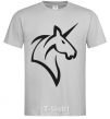 Men's T-Shirt Unicorn b&w image grey фото