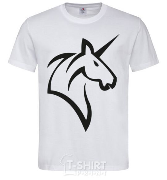 Men's T-Shirt Unicorn b&w image White фото