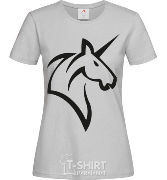 Женская футболка Unicorn ч/б изображение Серый фото