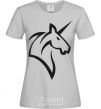 Women's T-shirt Unicorn b&w image grey фото