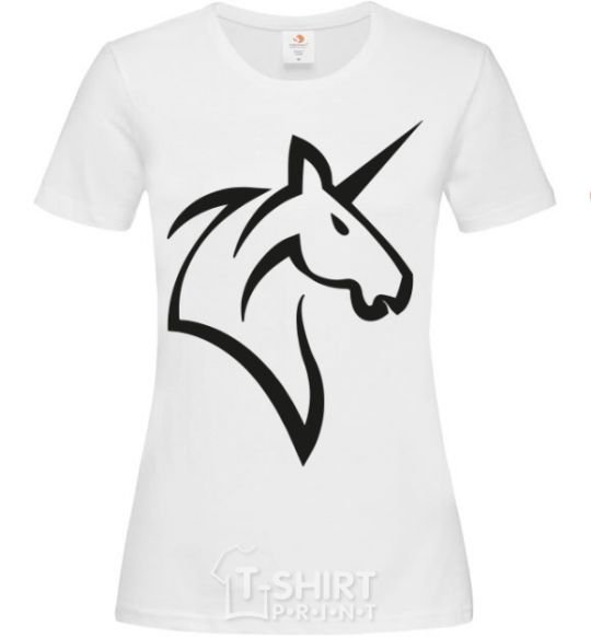 Women's T-shirt Unicorn b&w image White фото