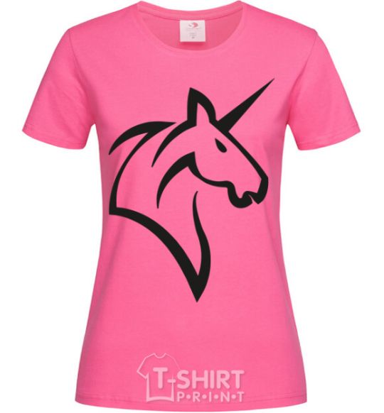 Женская футболка Unicorn ч/б изображение Ярко-розовый фото