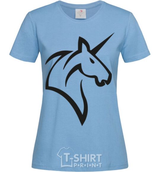 Women's T-shirt Unicorn b&w image sky-blue фото