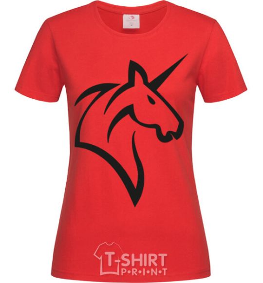 Женская футболка Unicorn ч/б изображение Красный фото