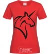 Women's T-shirt Unicorn b&w image red фото