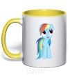 Mug with a colored handle Blue unicorn yellow фото