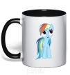 Mug with a colored handle Blue unicorn black фото