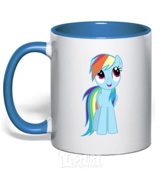 Mug with a colored handle Blue unicorn royal-blue фото