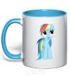 Mug with a colored handle Blue unicorn sky-blue фото