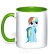 Mug with a colored handle Blue unicorn kelly-green фото