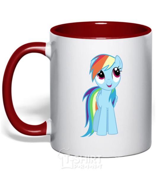 Mug with a colored handle Blue unicorn red фото