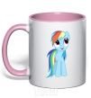 Mug with a colored handle Blue unicorn light-pink фото