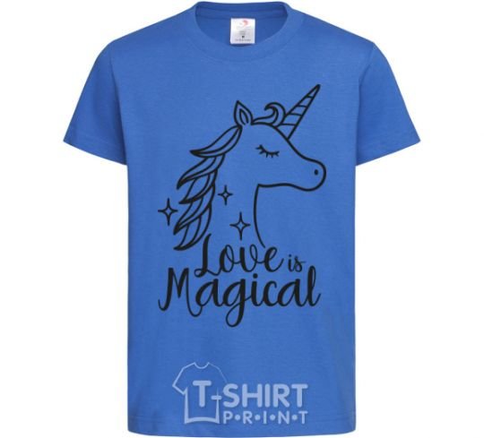 Kids T-shirt Unicorn love royal-blue фото