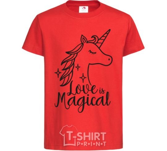 Kids T-shirt Unicorn love red фото