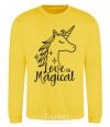 Sweatshirt Unicorn love yellow фото