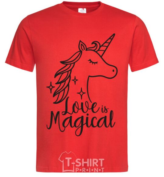 Men's T-Shirt Unicorn love red фото