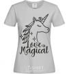 Women's T-shirt Unicorn love grey фото