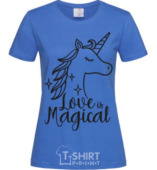 Women's T-shirt Unicorn love royal-blue фото