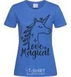 Women's T-shirt Unicorn love royal-blue фото