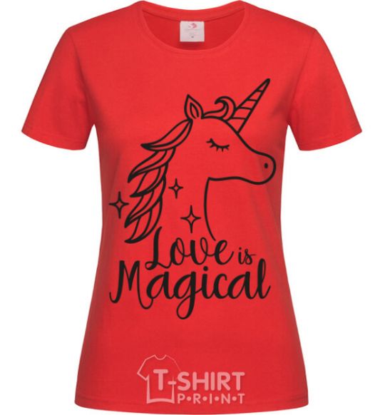 Women's T-shirt Unicorn love red фото