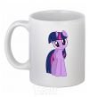 Ceramic mug A purple unicorn White фото