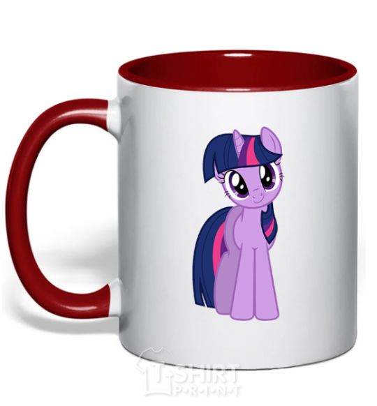 Mug with a colored handle A purple unicorn red фото