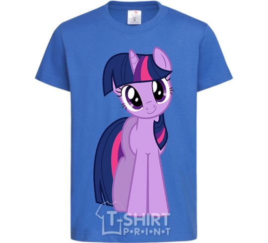 Kids T-shirt A purple unicorn royal-blue фото