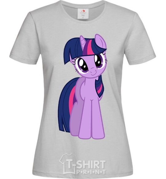 Women's T-shirt A purple unicorn grey фото