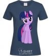 Women's T-shirt A purple unicorn navy-blue фото