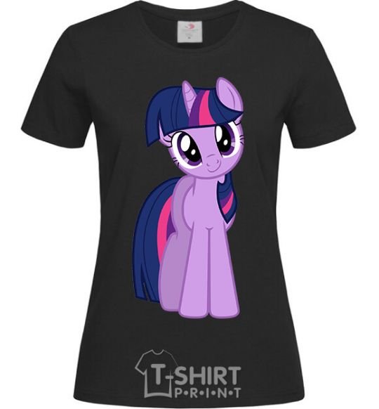 Women's T-shirt A purple unicorn black фото