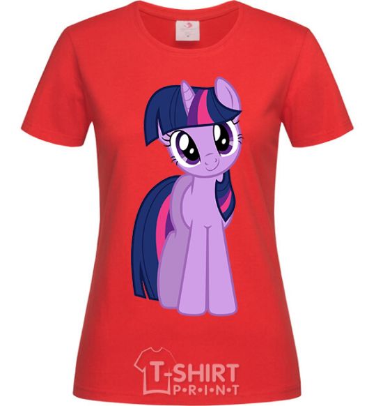 Women's T-shirt A purple unicorn red фото