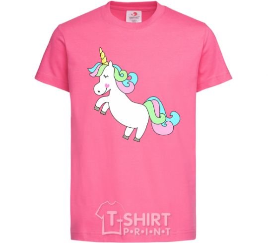 Детская футболка Pastel unicorn with heart Ярко-розовый фото