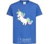 Kids T-shirt Pastel unicorn with heart royal-blue фото
