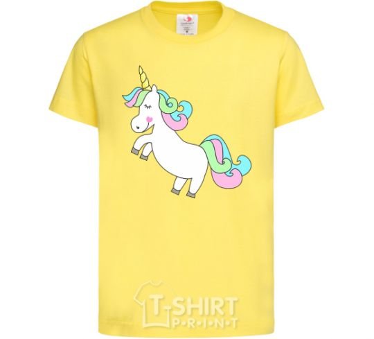 Kids T-shirt Pastel unicorn with heart cornsilk фото