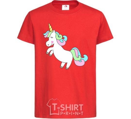 Детская футболка Pastel unicorn with heart Красный фото