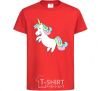 Kids T-shirt Pastel unicorn with heart red фото