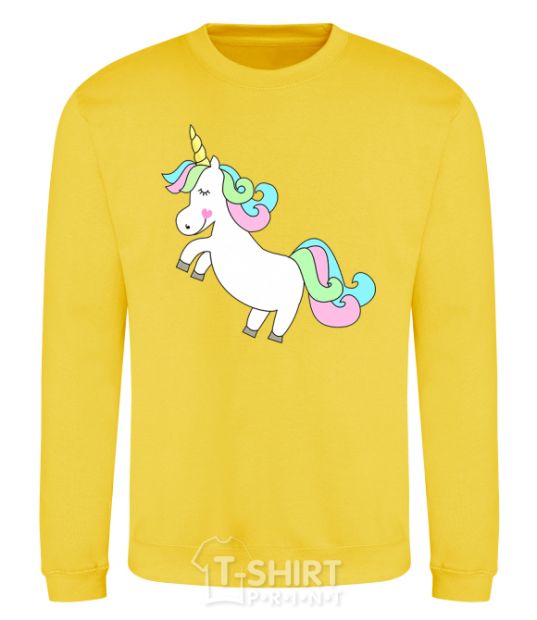 Sweatshirt Pastel unicorn with heart yellow фото