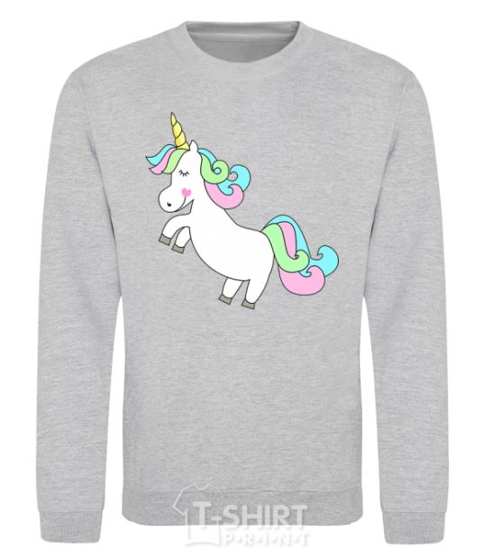 Свитшот Pastel unicorn with heart Серый меланж фото