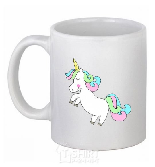 Ceramic mug Pastel unicorn with heart White фото