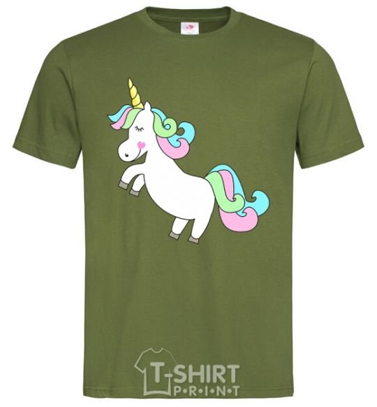 Men's T-Shirt Pastel unicorn with heart millennial-khaki фото