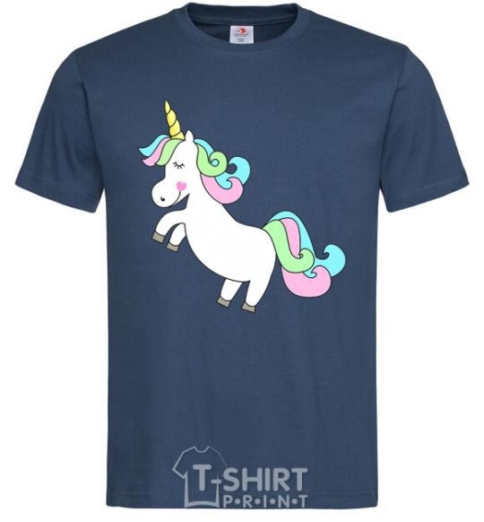 Men's T-Shirt Pastel unicorn with heart navy-blue фото