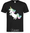 Men's T-Shirt Pastel unicorn with heart black фото