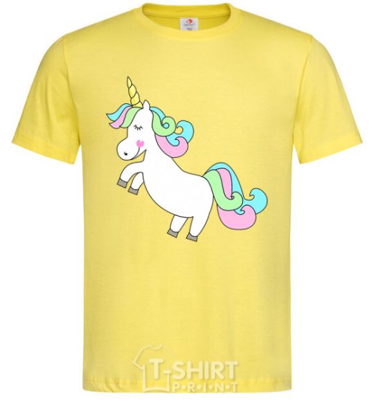 Men's T-Shirt Pastel unicorn with heart cornsilk фото