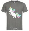 Men's T-Shirt Pastel unicorn with heart dark-grey фото