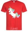 Men's T-Shirt Pastel unicorn with heart red фото