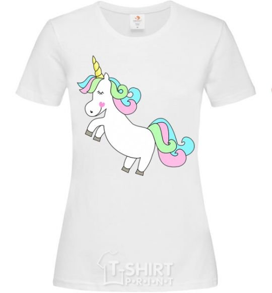 Women's T-shirt Pastel unicorn with heart White фото