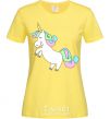 Женская футболка Pastel unicorn with heart Лимонный фото