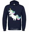 Men`s hoodie Pastel unicorn with heart navy-blue фото