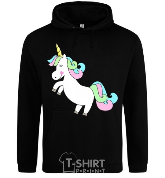 Men`s hoodie Pastel unicorn with heart black фото
