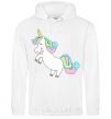 Men`s hoodie Pastel unicorn with heart White фото